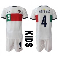 Portugal Ruben Dias #4 Bortaställ Barn VM 2022 Korta ärmar (+ Korta byxor)